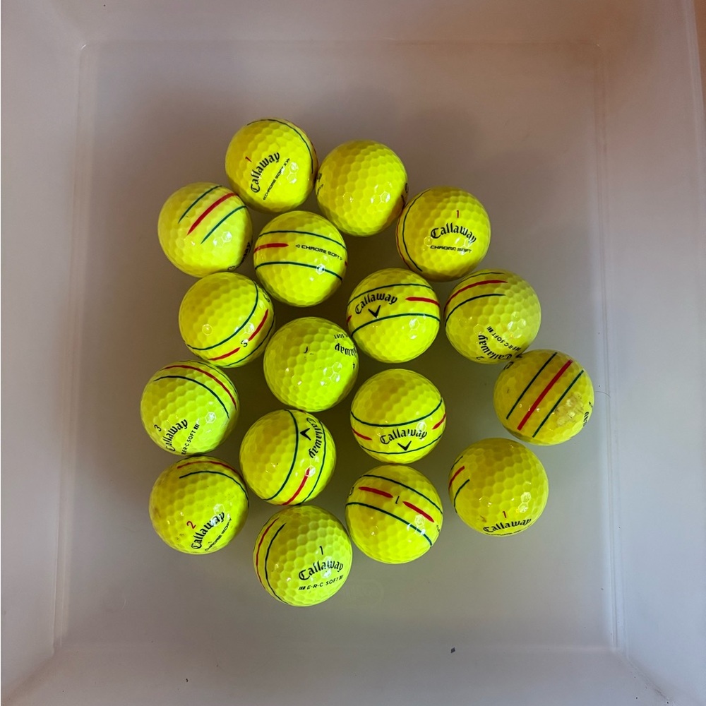 Callaway “Triple Tracks” Yellow Golf Balls (15 total) — Used/Great-Good $25